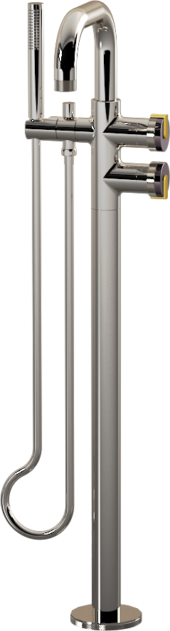 E-11557-R1OX-L1BB-PN Смеситель напольный отдельностоящий (внешняя часть) GRAFF MOD+