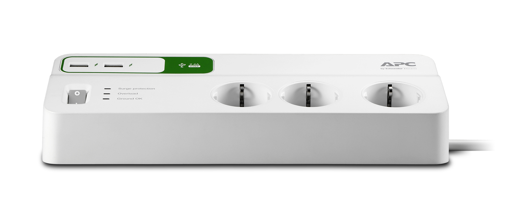 PM6U-RS Essential surgearrest 6 outlets with 5v, 2.4a 2 port usb charger, 230v russia, 2m, 10a APC Santreyd  - Вид №1