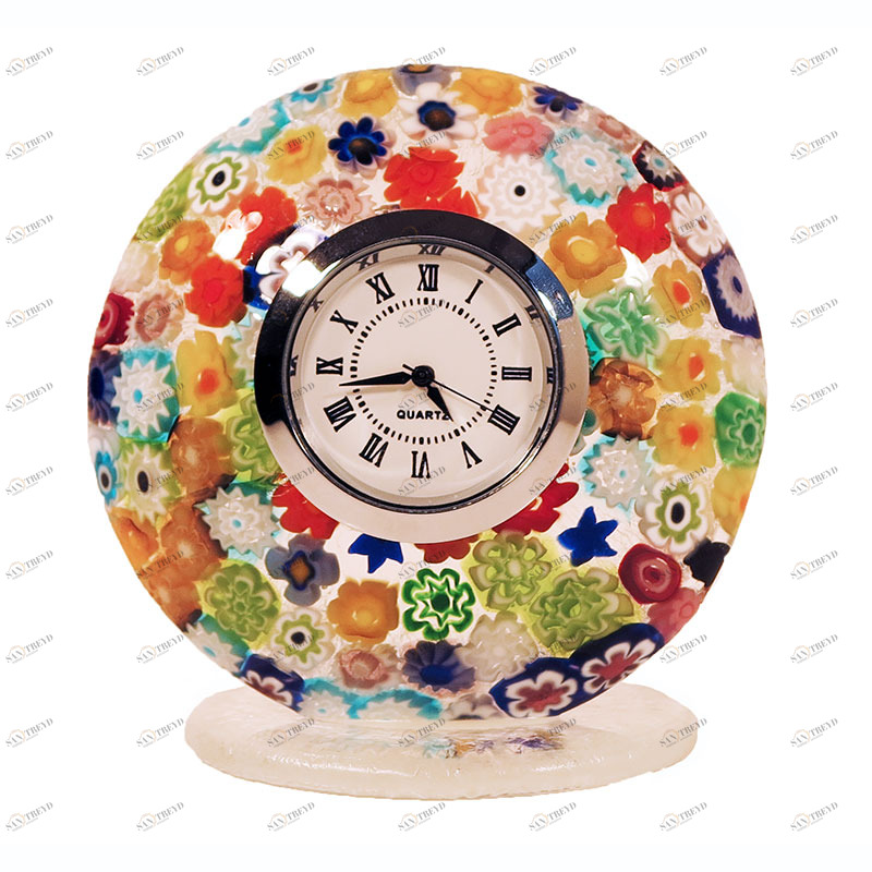 2414 ORIGINALMURANOGLASS Настольные часы из муранского стекла Миллефиори - Original Murano Glass OMG 7 см 