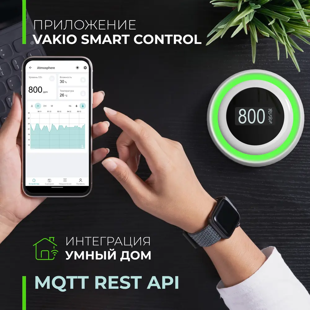 Умный монитор воздуха Vakio Atmosphere с управлением климатом 88718307 STLM-1119858 - Вид №5