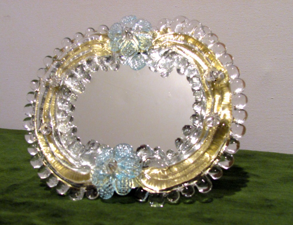 1646 ORIGINALMURANOGLASS Настольное Венецианское Зеркало Король Ричард - Цветы - Муранское стекло  см  - Вид №1