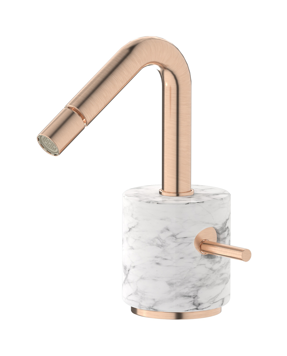 Смеситель для биде на 1 отверстие в комплекте с донным клапаном. WE ARE IB mr220sr_1 Brushed Rose Gold Marmo