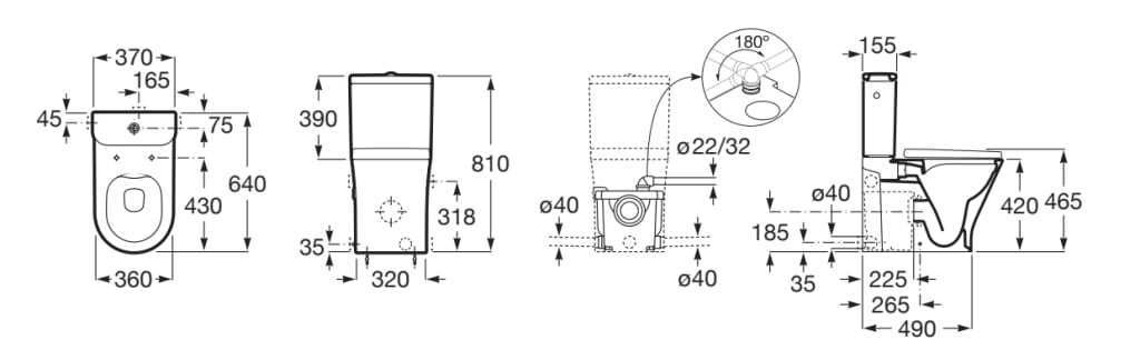 Компактный фарфоровый туалет с Шредером Roca The Gap ARCH-00064289 - Вид №2