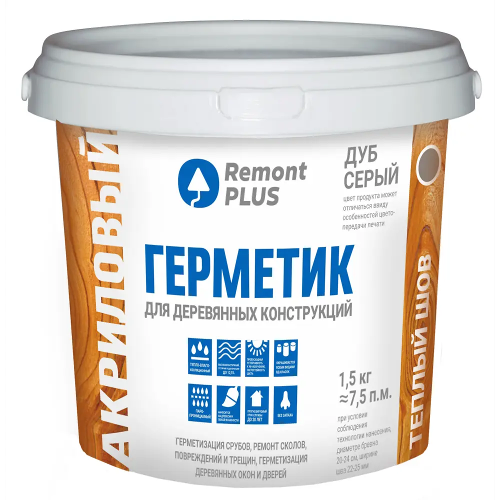 84534359 Герметик акриловый Remont PLUS для деревянных конструкций дуб серый 900 мл STLM-0858766