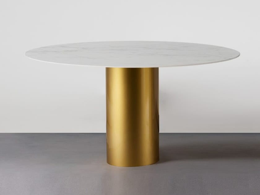 Круглый железный стол с мраморной столешницей Vela Arredamenti Ikar ARCH-00088867