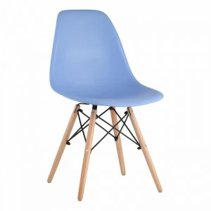 Стул со спинкой голубой с деревянными ножками Eames EAMES ДИЗАЙНЕРСКИЕ, EAMES DSW 00-3882016 Голубой