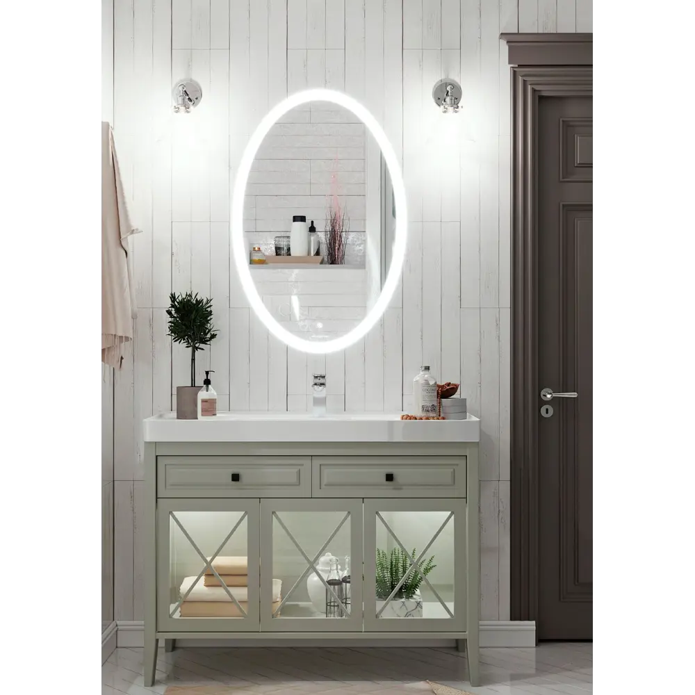 Зеркало для ванной Omega Glass Тип 2 SD362 с подсветкой 50x60 см овальное STLM-2141227