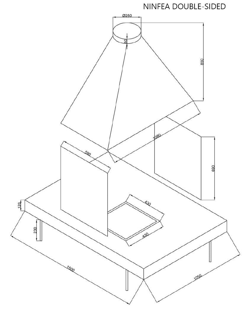 Двухсторонний газовый открытый камин ITALKERO NINFEA ARCH-00071263 - Вид №2