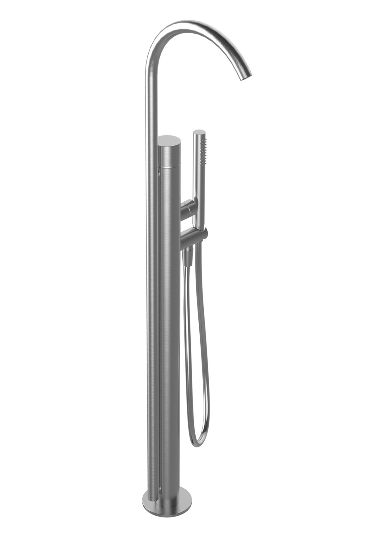 Y080B+Y080A  Напольный смеситель для ваннывылет 22,4 см ручка ручка открывания/закрывания, регулирующая поток и температуру ручная лейка FIT держатель ручной лейки гибкий шланг 125 см ПВХ впуски 1/2'' напольный Fantini Rubinetti AA/27 НЕРЖАВЕЮЩАЯ СТАЛЬ 