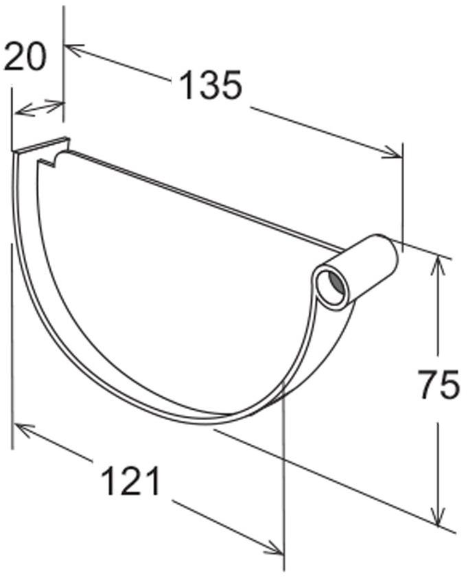 First Corporation Головка стыка со сливом для желоба First plast Tgs125m - Вид №1