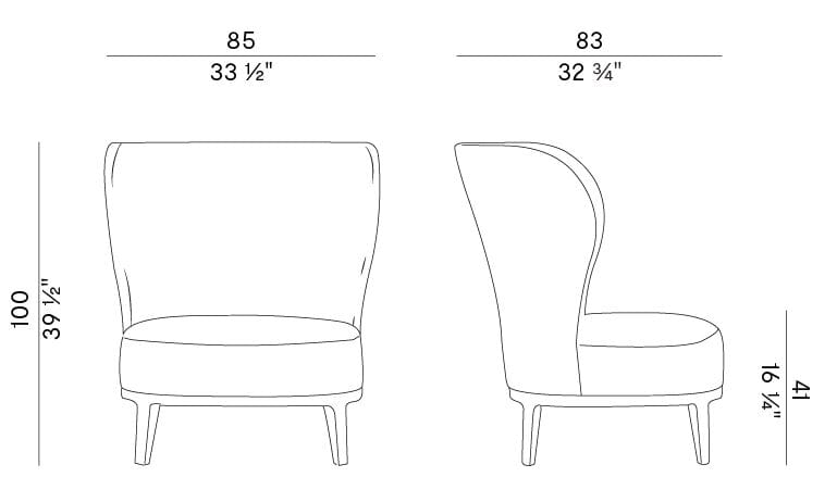 Тканевое кресло с высокой спинкой Potocco весна ARCH-00062984 - Вид №1