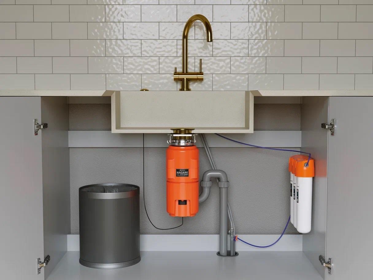 Измельчитель пищевых отходов Omoikiri Nagare Slim 1250 4995063 для кухонной мойки, постоянный магнит - Вид №1