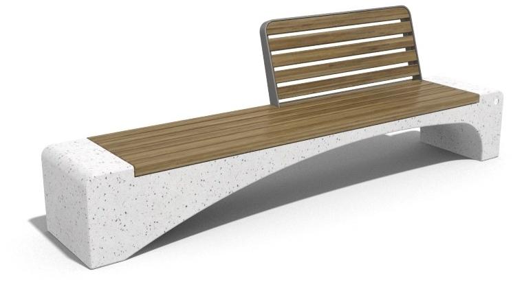ENCHO ENCHEV - ETE Скамейка из бетона и дерева со спинкой  247  - Вид №2