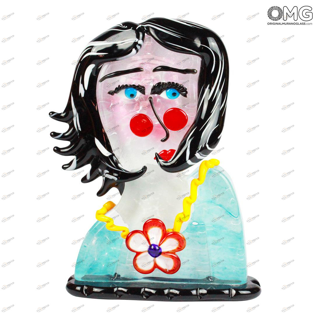 817 ORIGINALMURANOGLASS Скульптура Лицо женщины Vanity - Pop Art - по мотивам Пикассо - муранское стекло OMG 23 см 