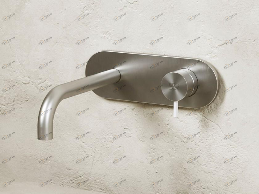 SDR CERAMICHE Смеситель для умывальника настенный из нержавеющей стали на 2 отверстия King Ki21