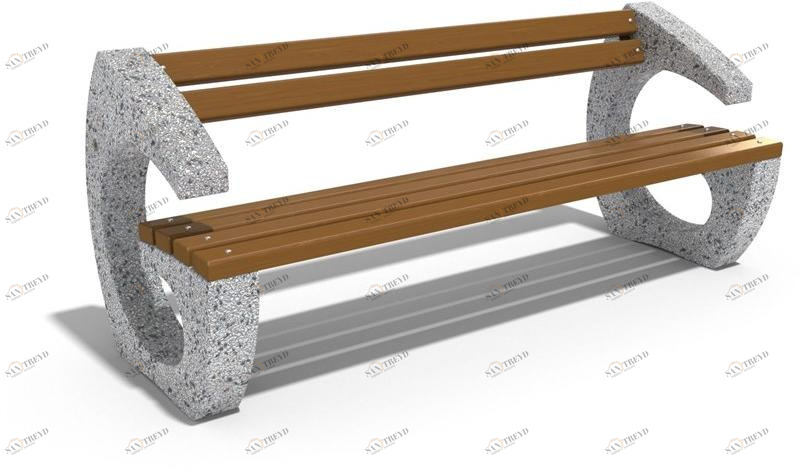 ENCHO ENCHEV - ETE Скамейка из бетона и дерева со спинкой  99 