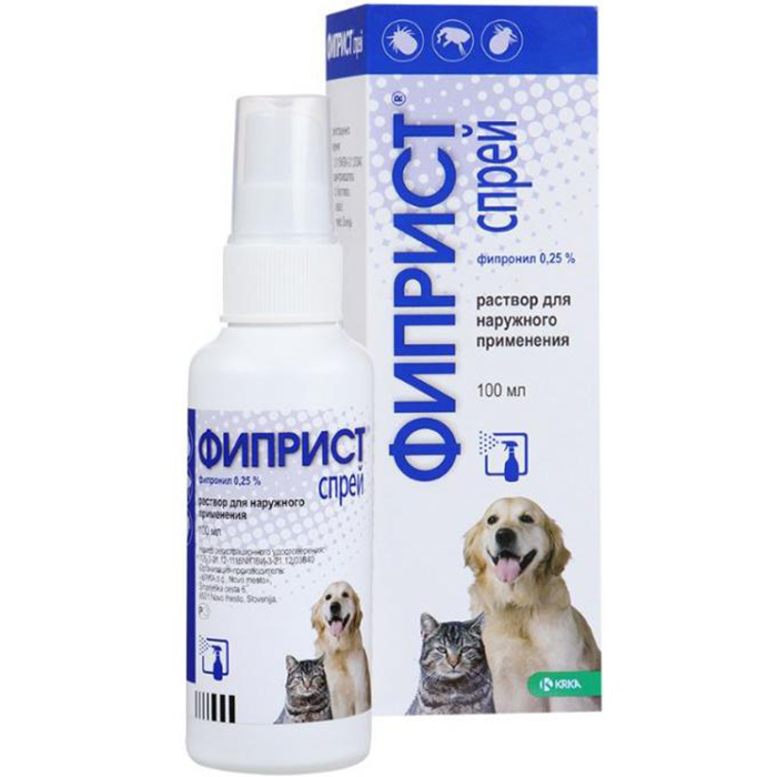 ПР0024582 Спрей Фиприст от блох, клещей, вшей и власоедов 100мл KRKA 