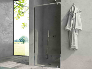 Алюминиевая и стеклянная нишевая душевая кабина с поворотной дверью