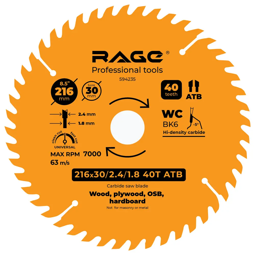 Универсальный пильный диск RAGE для дерева с переходными кольцами 88928409 STLM-0838828