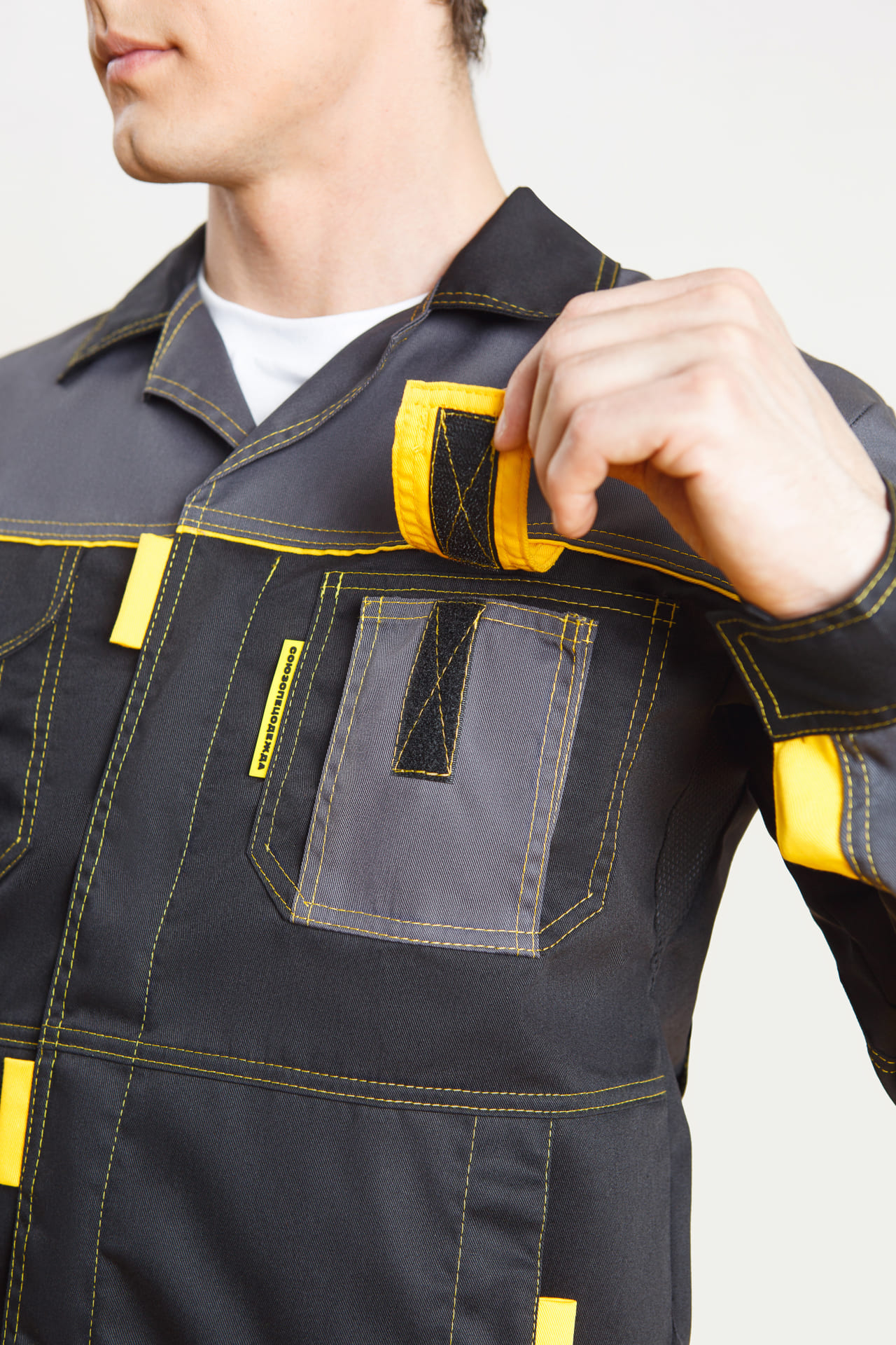 4956830 Костюм "Профессионал-2" черный-графит-желтый GENESIS  Летняя спецодежда  размер 52-54/182-188  - Вид №12