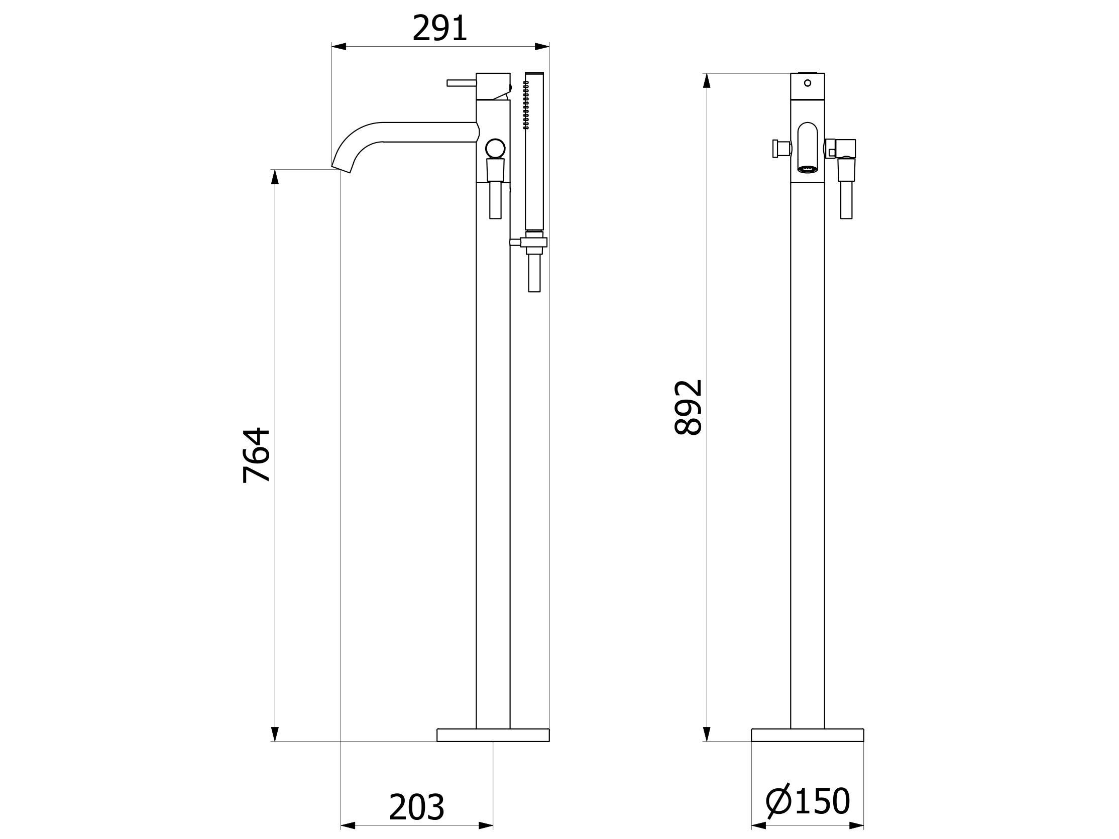 Стальной однорычажный смеситель для ванны с ручным душем IB M316 ARCH-00131457 - Вид №1
