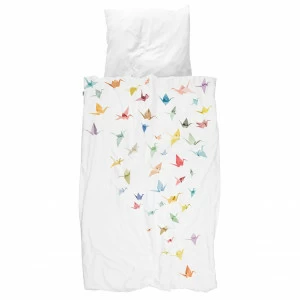 Комплект постельного белья односпальный "Журавлики" 150х200 см SNURK  335425 Белый;желтый;фиолетовый;розовый