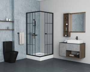 Душевой уголок NG- 0180-14 (800х800х1950) низкий поддон(14см), стекло прозрачное,  2 места