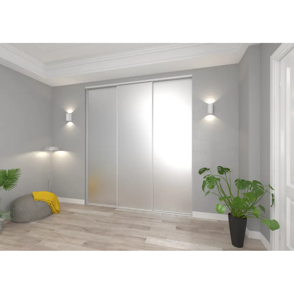Дверь-купе KONSENSA 244.5x90.4 см с матовым зеркалом профиль белый узкий STLM-2187642 - Вид №9