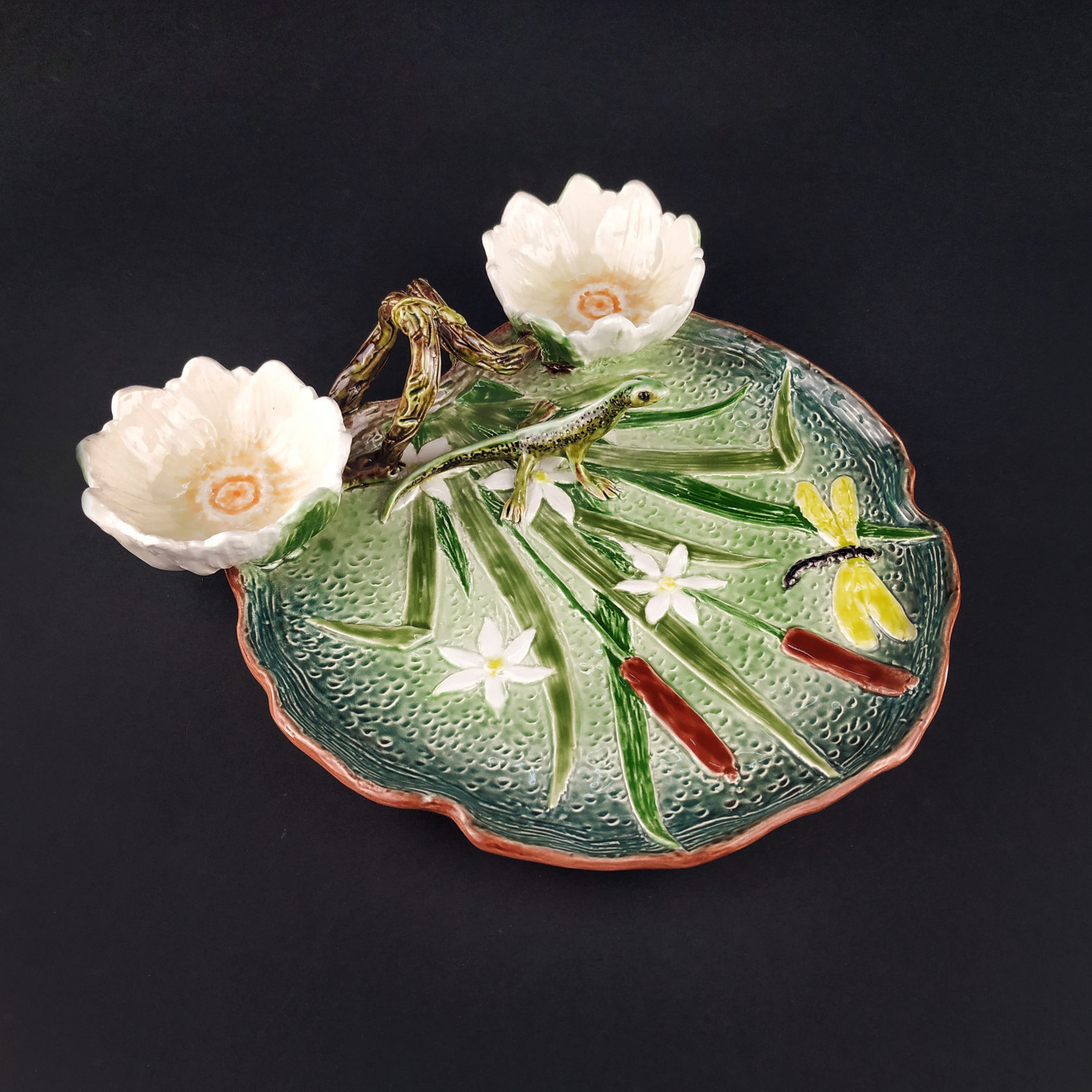 Блюдо для закусок (с двумя кувшинками) Серо-зеленый PROVANSFAIENCE sun-id-994585 - Вид №19