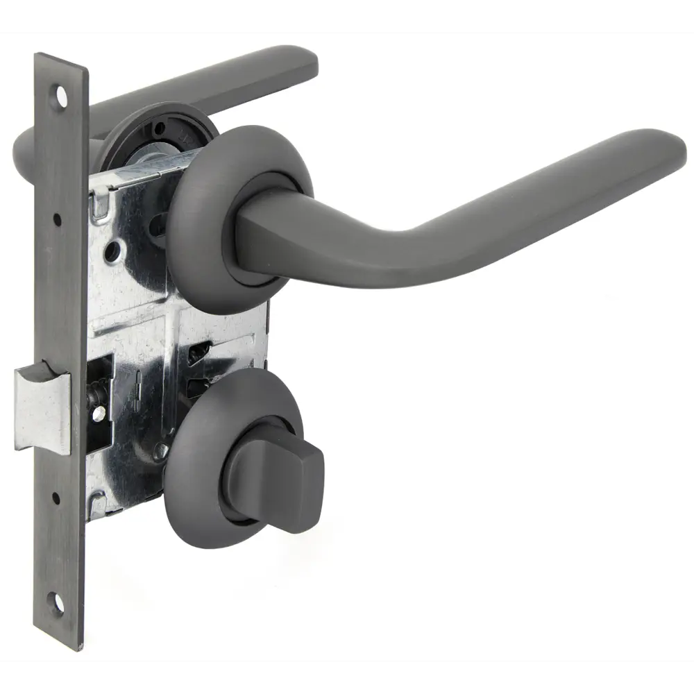 Дверная ручка Palladium 34L 170BK GF, с запиранием, комплект, цвет графит 82497335 STLM-2046003 