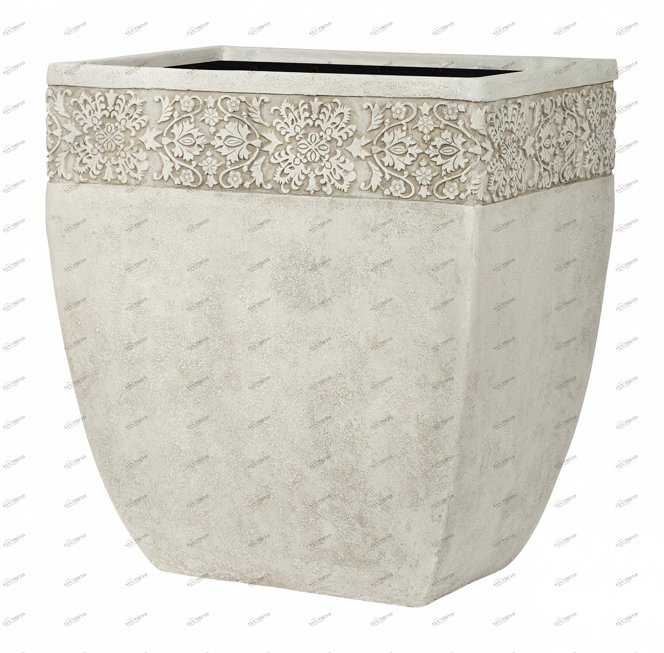 Вазон из искусственного камня с резным орнаментом 35 см серый "Дижон" LE-VILLAGE FLORERO 044756 Серый 
