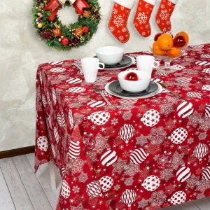 Скатерть «Новогодние традиции», прямоугольная, 136х170 см, цвет красный
