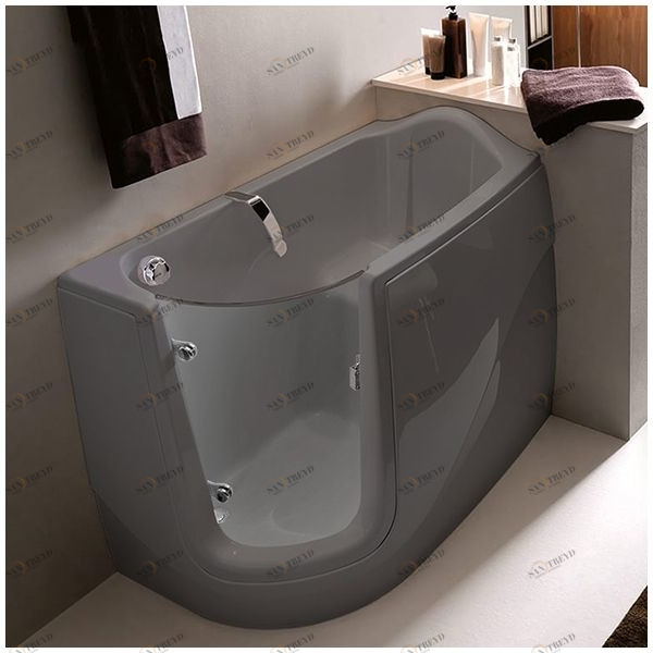 Ванна GRUPPO TREESSE GEN-X V3311-DX-SE угловая сидячая с дверью правосторонняя серая VTLV3311DXSE