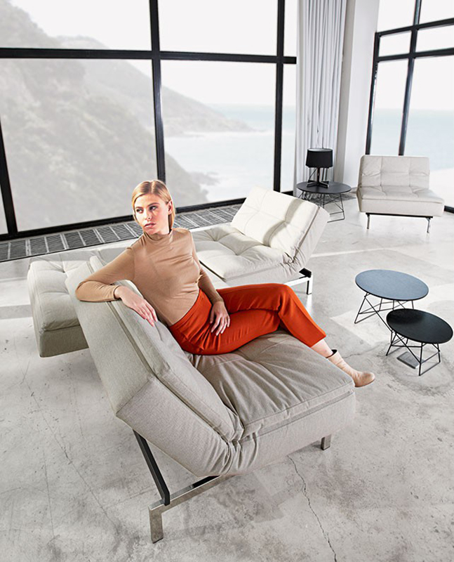 Диван Dublexo с хромированными ножками и черной рамой, светло-серый Innovation Living DUBLEXOS1 - Вид №1