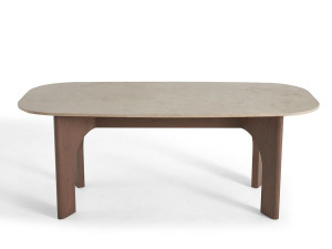 Деревянный обеденный стол с травертиновой столешницей