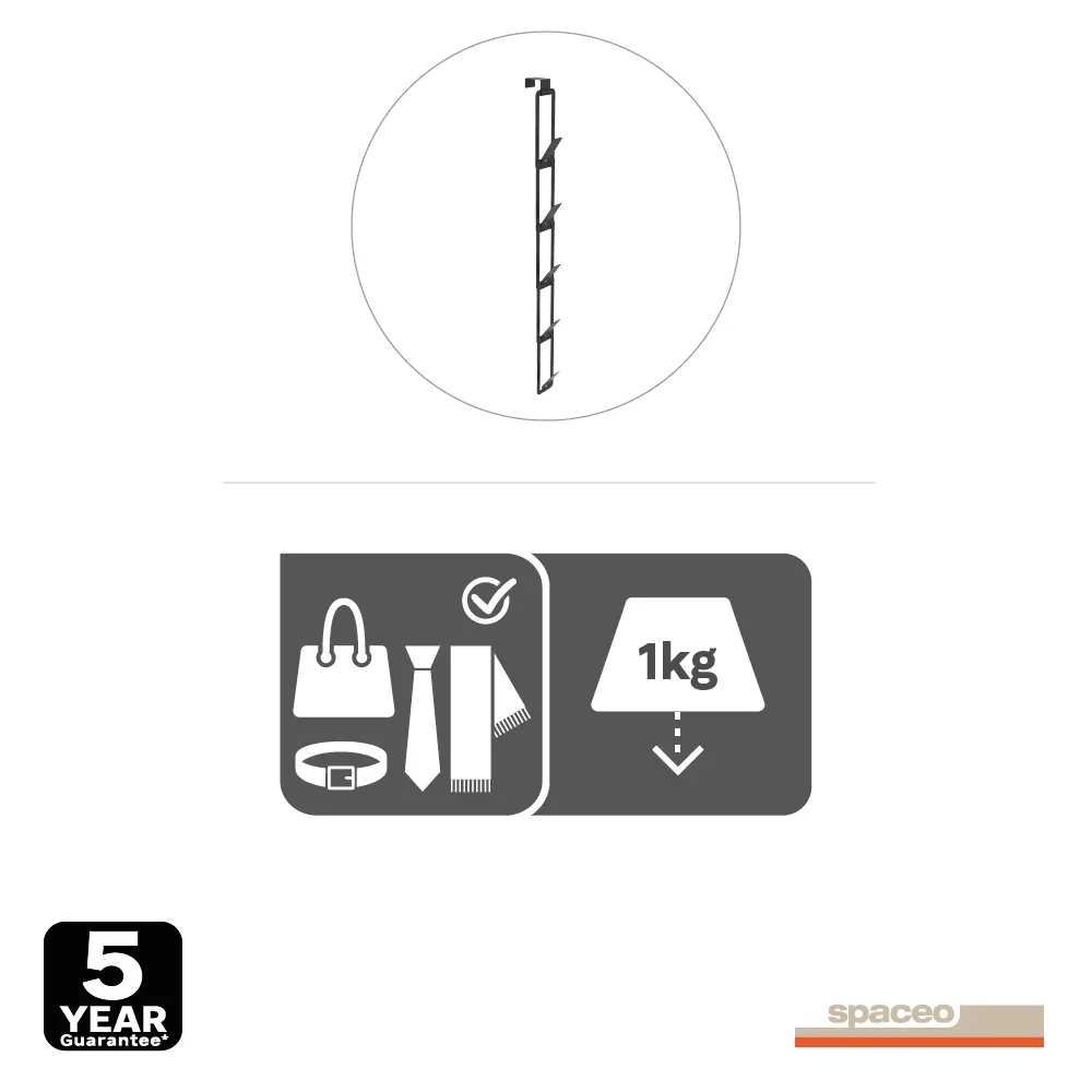 Вешалка для аксессуаров Spaceo 22x7x16 см металл цвет чёрный 5 шт STLM-2088264 - Вид №3