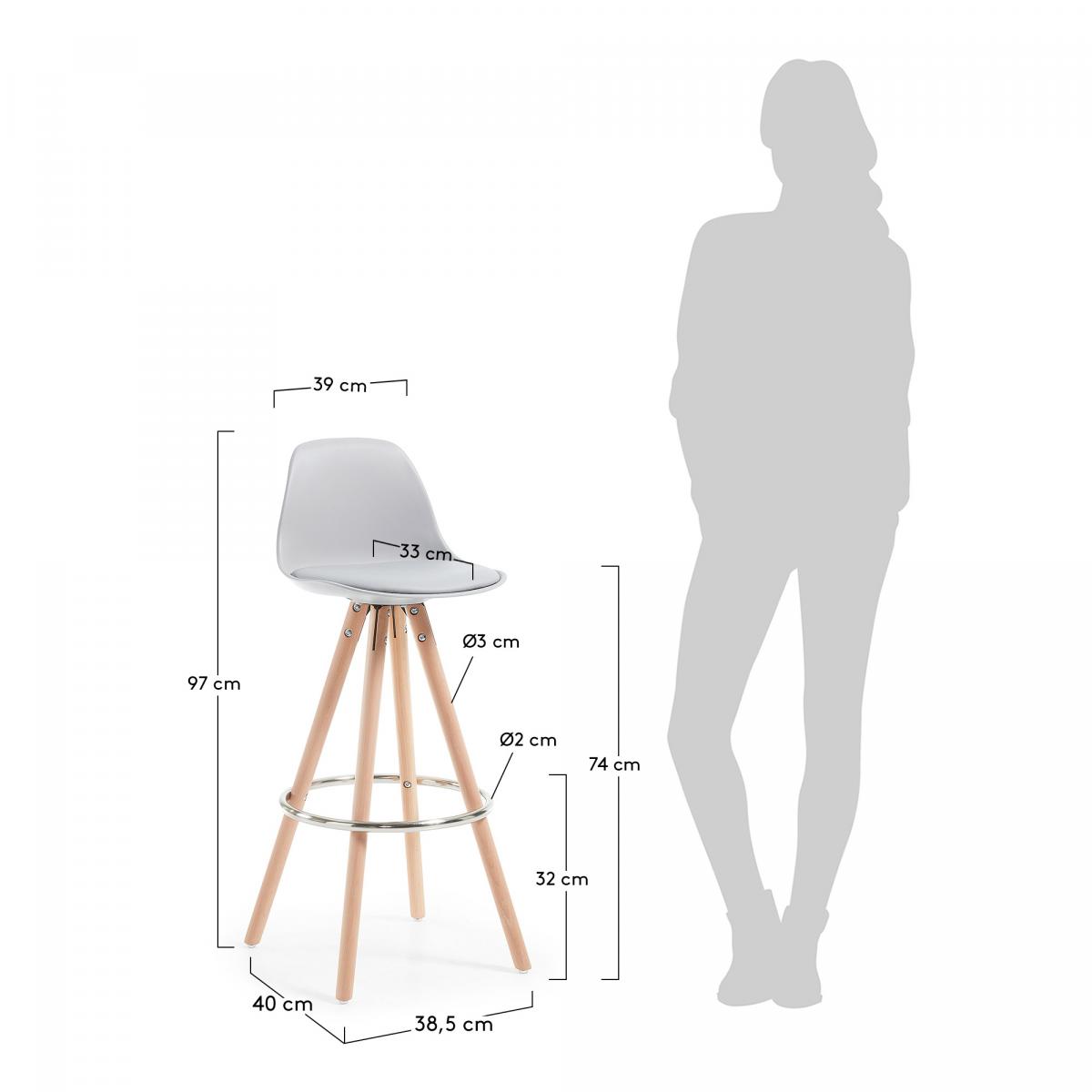 036131 Барный стул серый La Forma Stag  - Вид №3