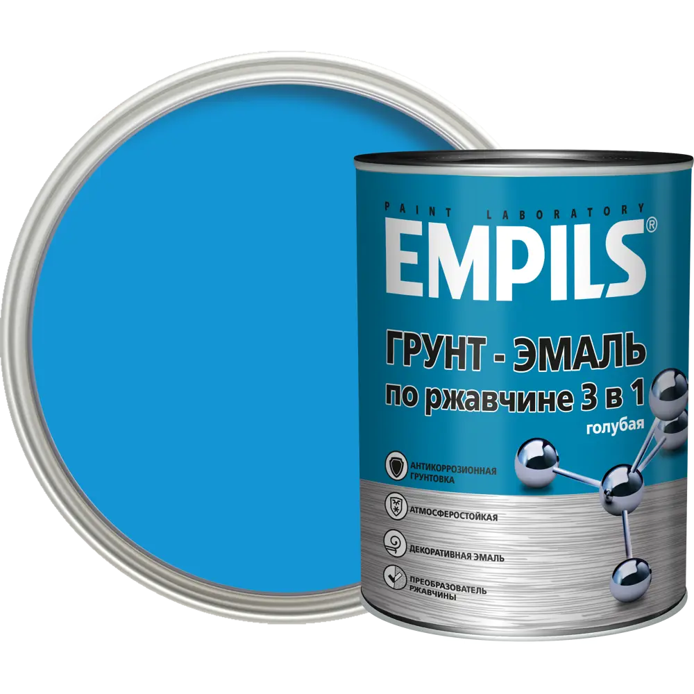 Грунт-эмаль по ржавчине 3в1 Empils PL гладкая цвет голубой 0.9 кг STLM-2023260