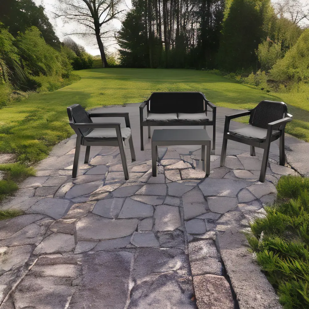 Набор садовой мебели для отдыха Adriano Easy Comfort полипропилен графит диван 2 кресла стол STLM-2074954 - Вид №5