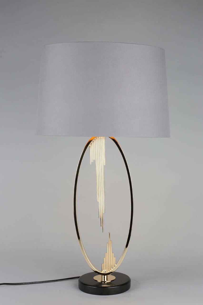 Настольная лампа с серым абажуром на овальной ножке Gallipoli OML-84004-01 OMNILUX ИНТЕРЬЕРНЫЕ 00-3834833 Золото;серый  - Вид №3