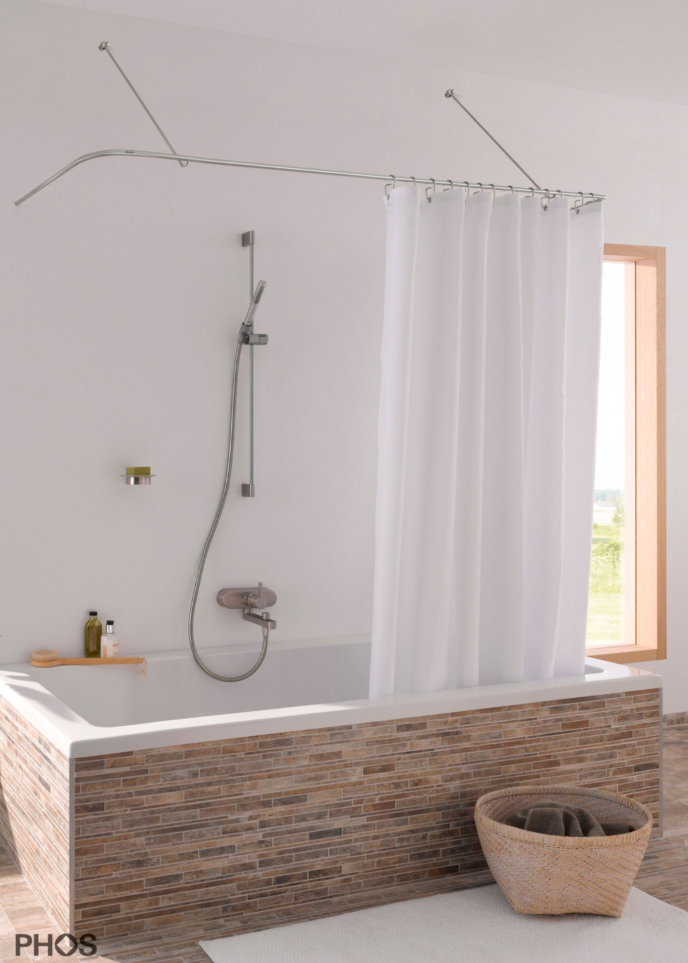 DSU1400-700W Карниз для душевой занавески U-образный, различных размеров, настенный подвес PHOS  - Вид №1