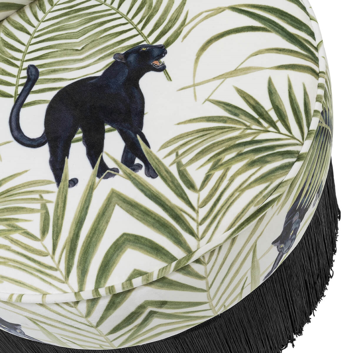 700464-17 ABHIKA СТУЛ DIDI МАЛЫЙ W / FRINGE WHITE/GREEN  - Вид №2