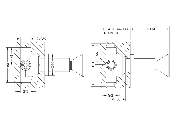 Переключающий вентиль на три положения ½", внешняя часть JOERGER Empire Royal Crystal 626.40.650.000-AA - Вид №1