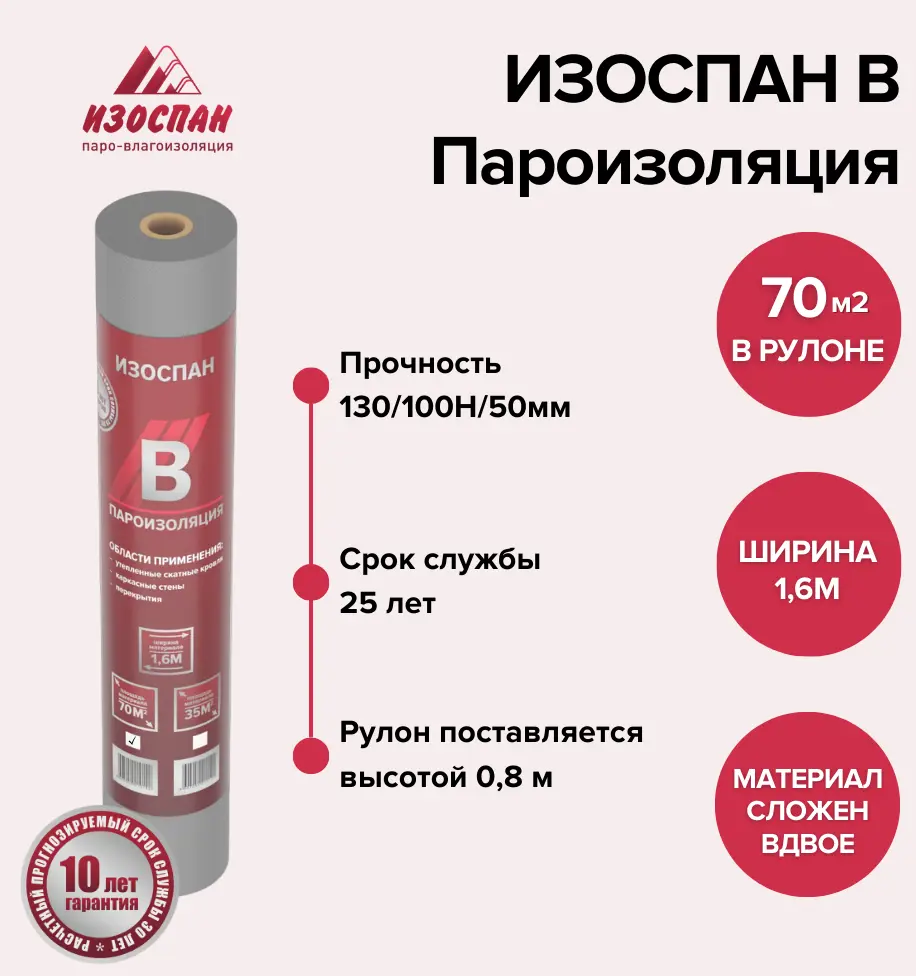 90581594 Пароизоляция Изоспан В 70 м² STLM-1017151