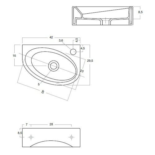 41886 Подвесная раковина настенная овальная   белая Santreyd  - Вид №1