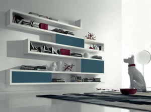 Fimar Книжный шкаф открытой стенки из лакированного дерева в современном стиле Side system