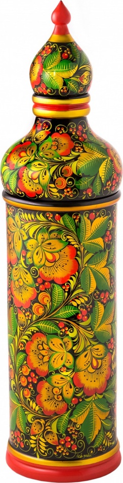 10660485 Хохломская Роспись Футляр-штоф 410х100 с муз. (Высшая категория) Дерево 