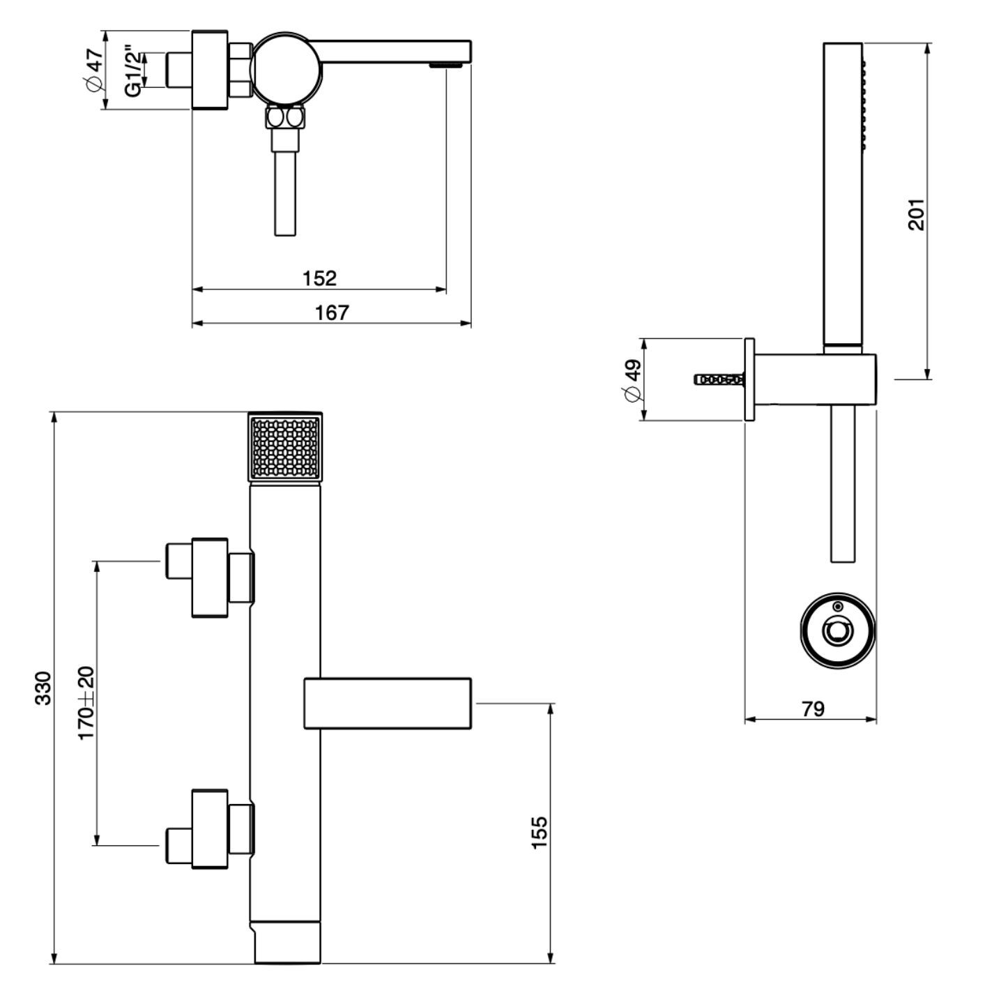 Настенный смеситель для ванны GATTONI T_K ARCH-00094945 - Вид №4