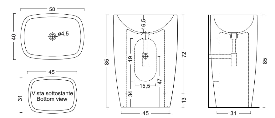 Керамическая отдельно стоящая раковина Nic Milk ARCH-00078642 - Вид №7