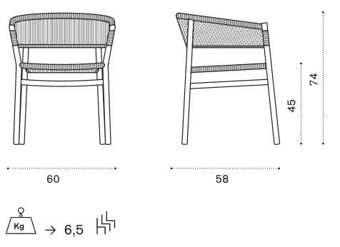 Штабелируемый садовый стул из тика и веревки Ethimo ARCH-00103677 - Вид №20
